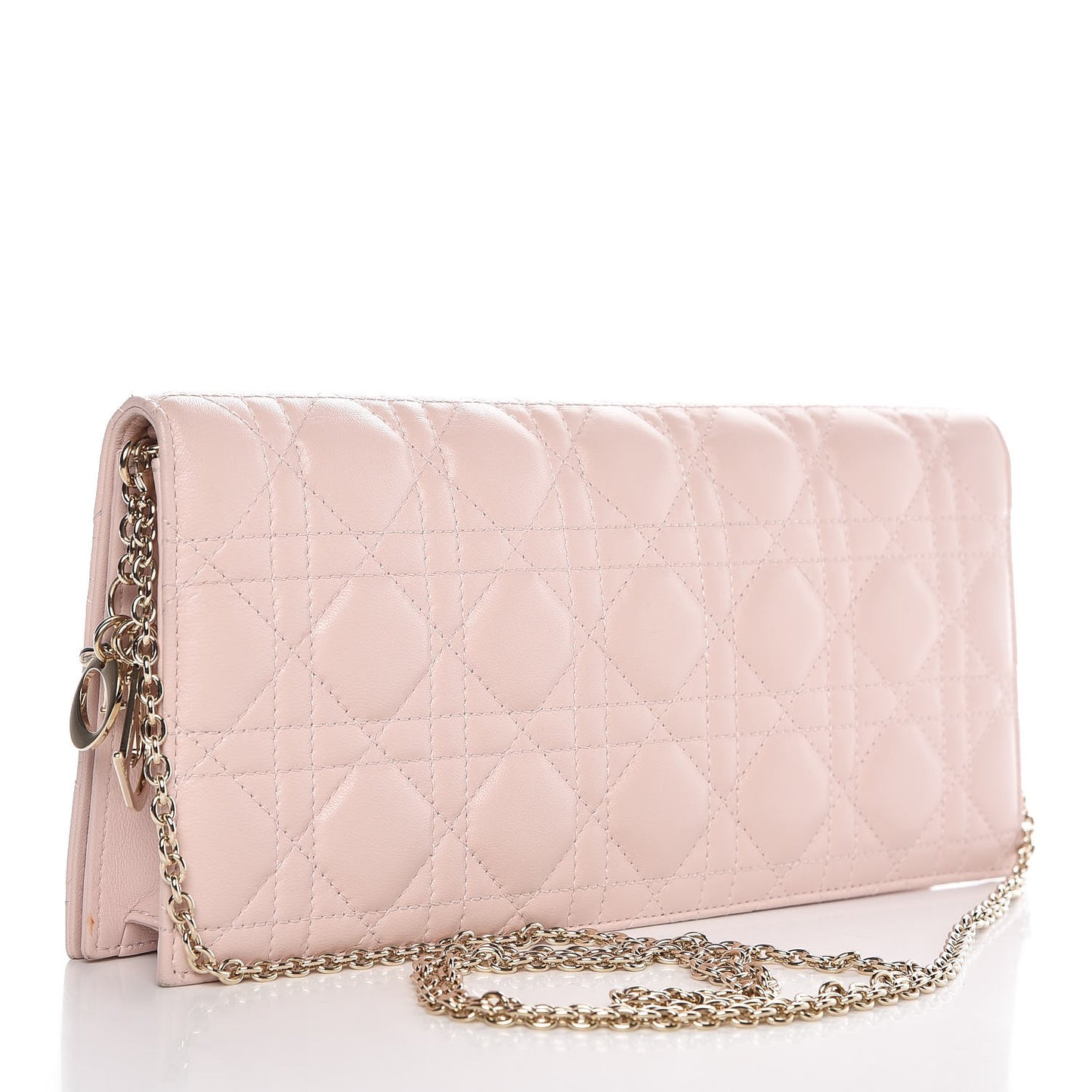 Lambskin Cannage Lady Dior Convertible Clutch Pink