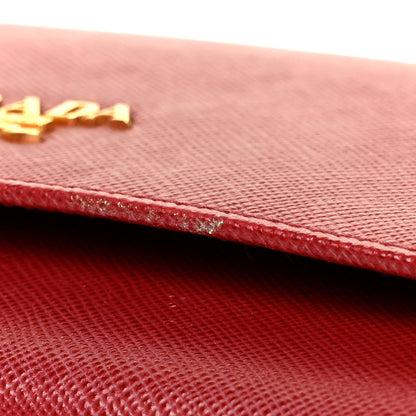Prada Saffiano Metal Oro Chain Wallet Fuoco 9 of 10