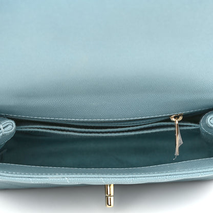 Chanel Caviar Chevron Quilted Mini Coco Handle Flap Light Blue 5 of 10