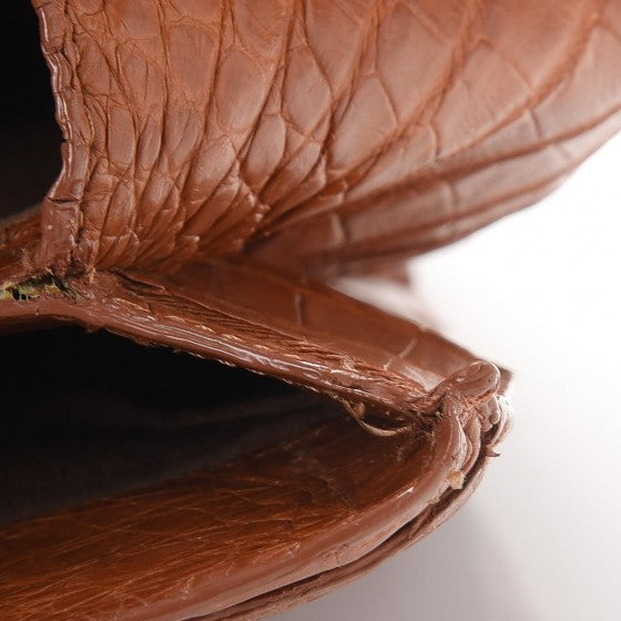 Crocodile Top Handle Tote Brown