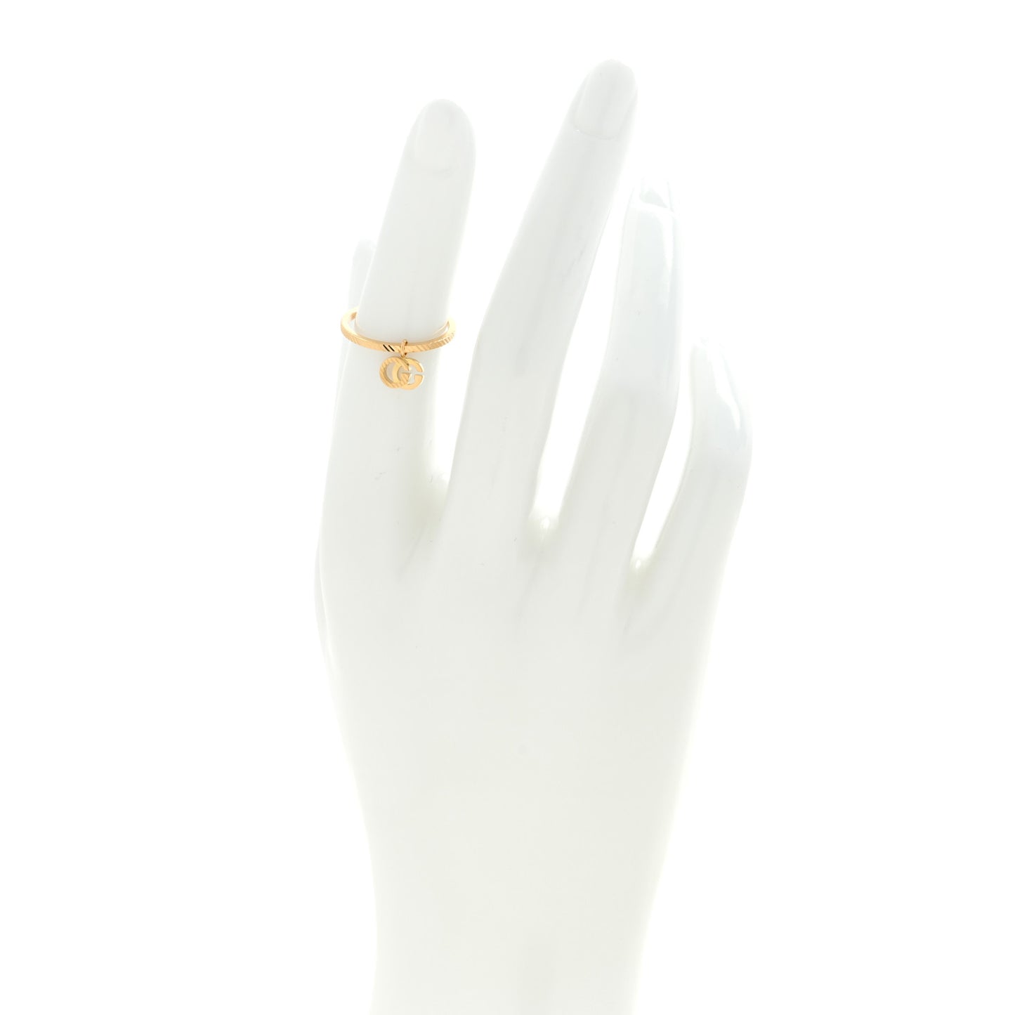 18K Yellow Gold GG Running Charm Ring 49 4.75
