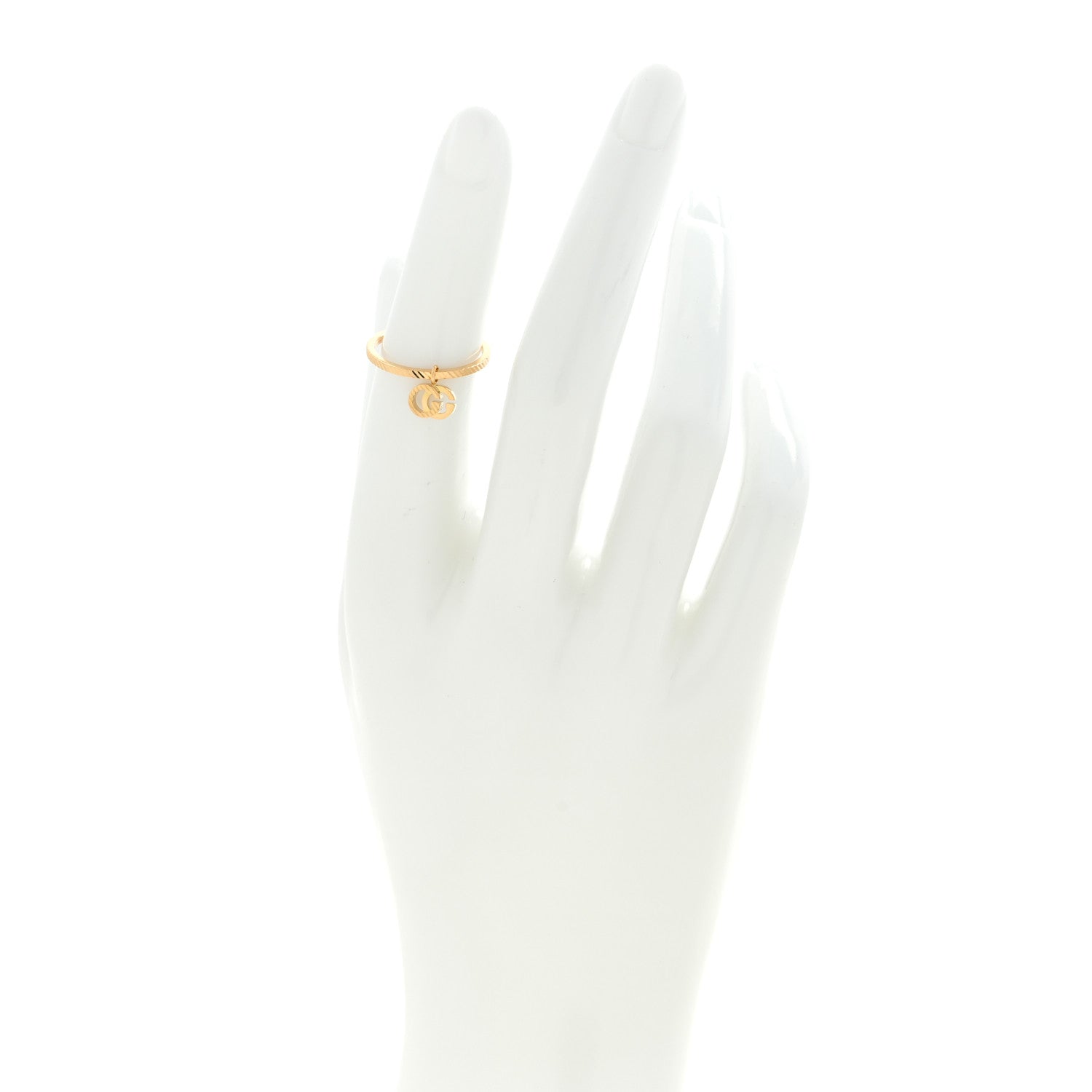 Gucci 18K Yellow Gold GG Running Charm Ring 49 4.75 2 of 4