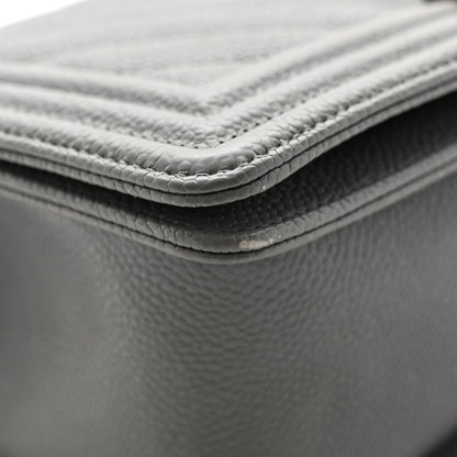 Chanel Caviar Chevron Quilted Medium Boy Flap Grey 10 of 14