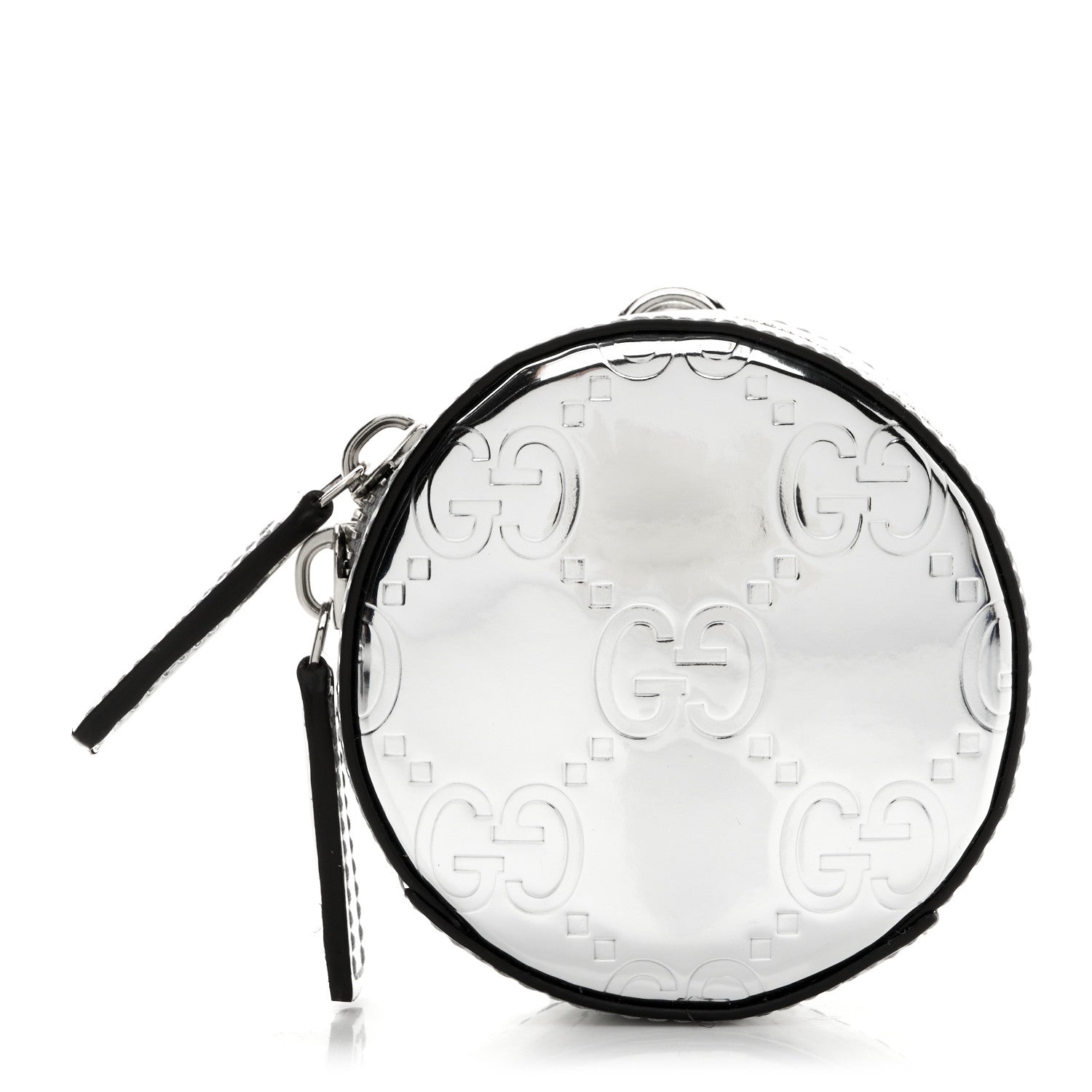 Gucci Guccissima Mirror Effect GG Round Coin Purse Silver 1 of 8