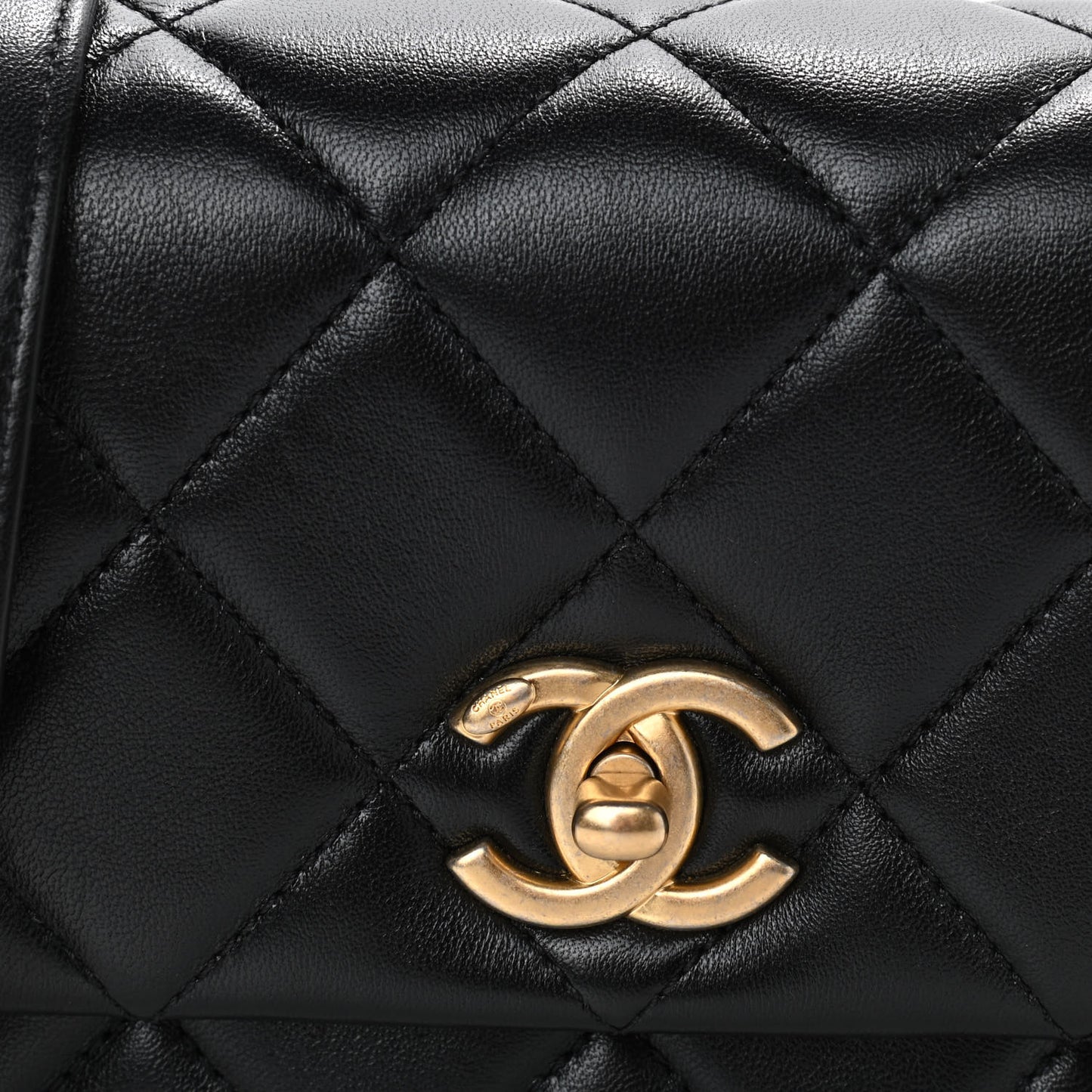 Lambskin Quilted Mini Side Note Flap Black
