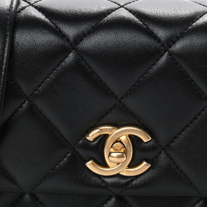 Chanel Lambskin Quilted Mini Side Note Flap Black 8 of 11