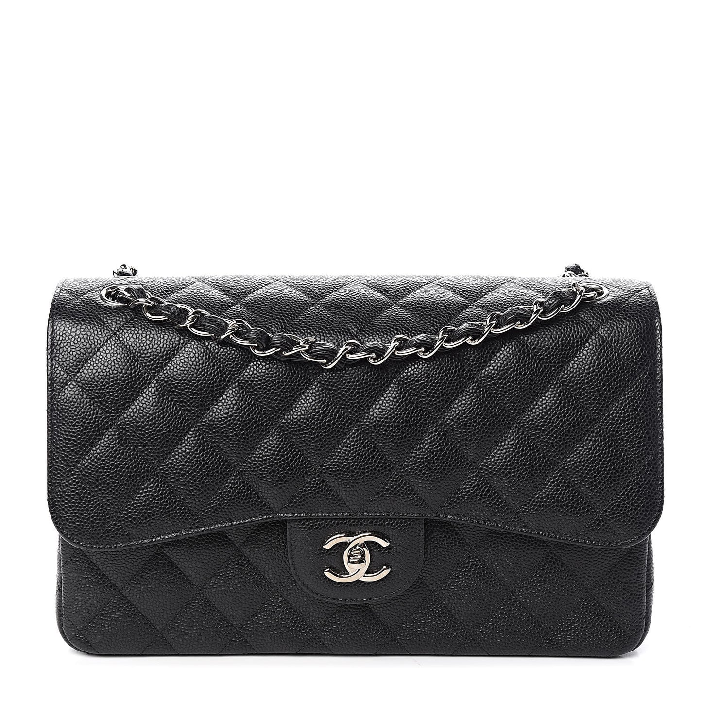 Caviar Quilted Jumbo Double Flap Black