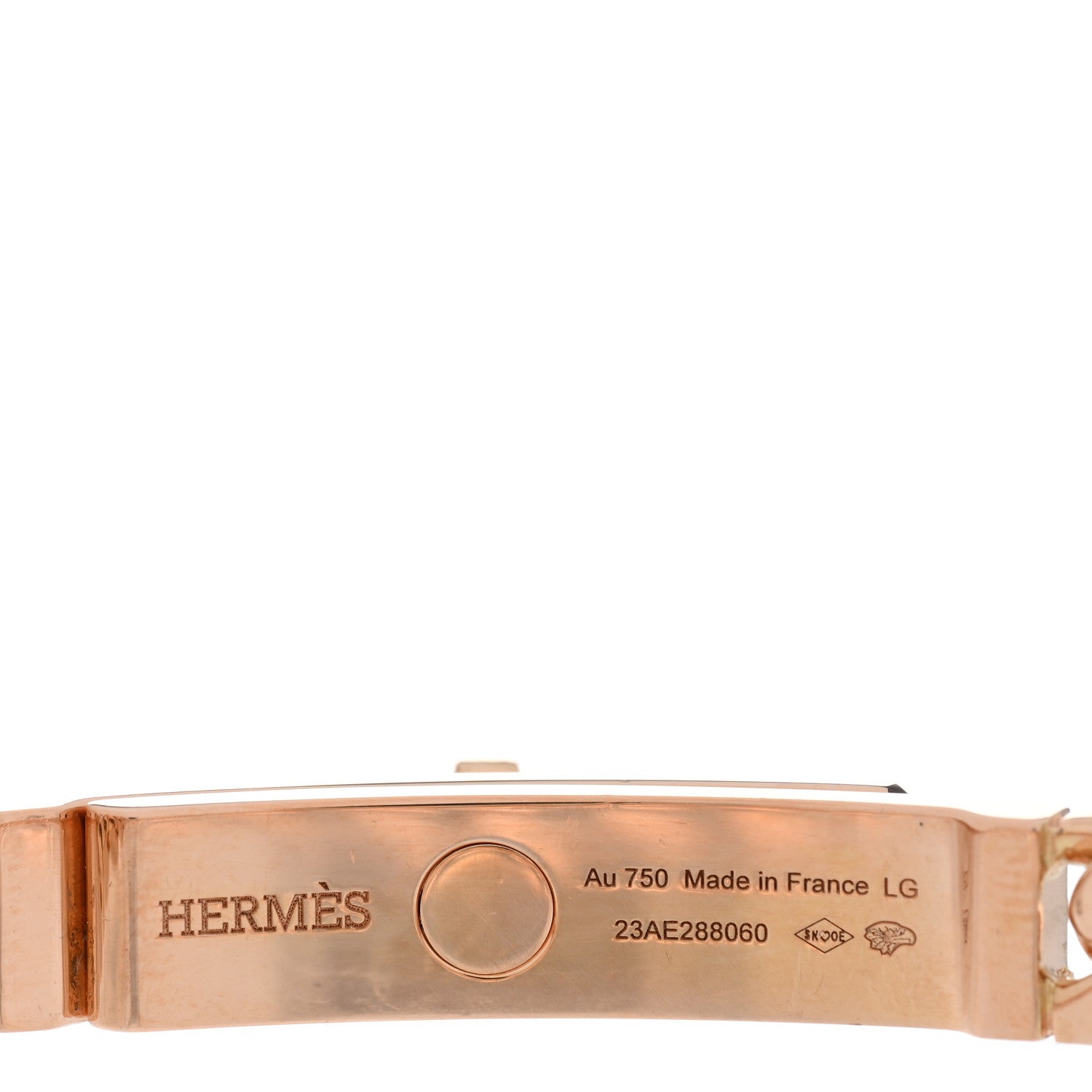 Hermes 18K Rose Gold Diamond PM Kelly Chaine Bracelet LG 3 of 4