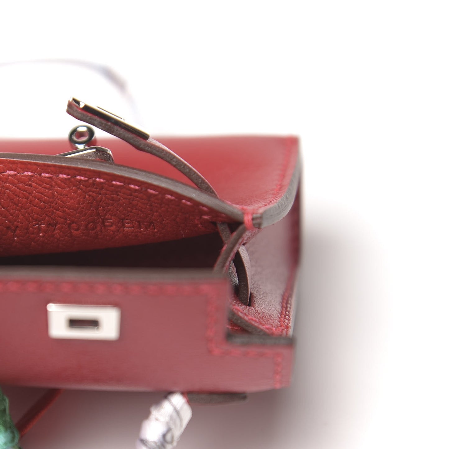Tadelakt Mini Kelly Twilly Bag Charm Rouge Vif
