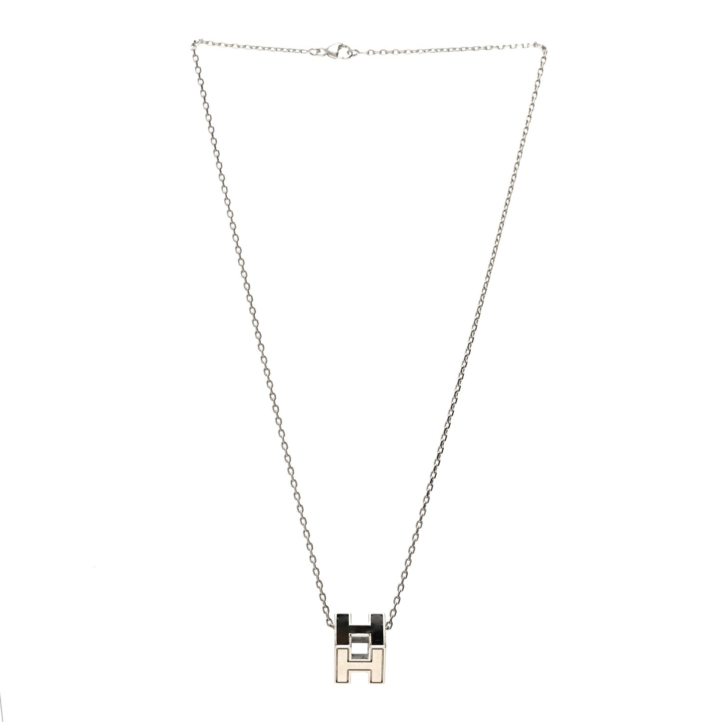Lacquered Palladium Cage d'H Pendant Necklace Black
