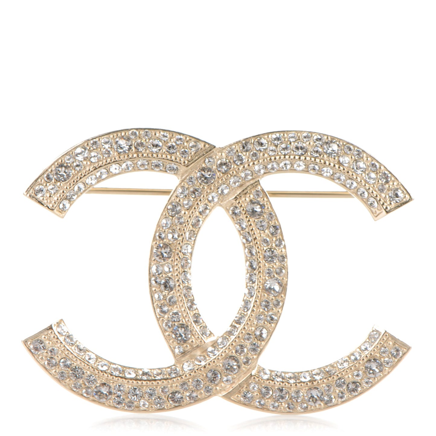 Crystal Large CC Brooch Gold