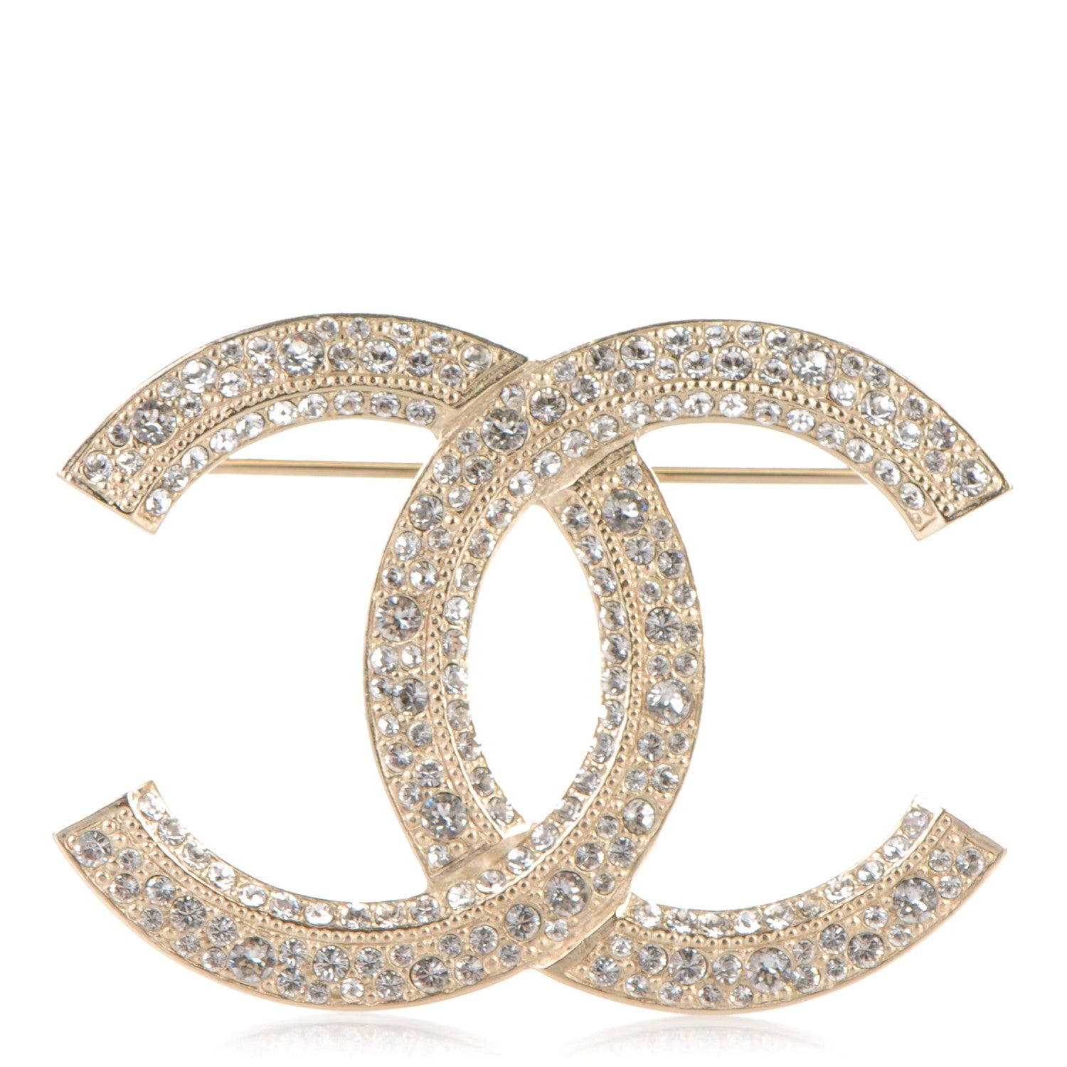 Chanel Crystal Large CC Brooch Gold 1 of 4