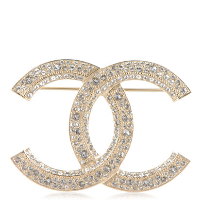 Chanel Crystal Large CC Brooch Gold 1 of 4