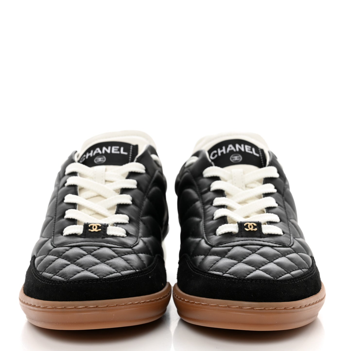 Suede Calfskin Quilted Sneakers 37.5 Black