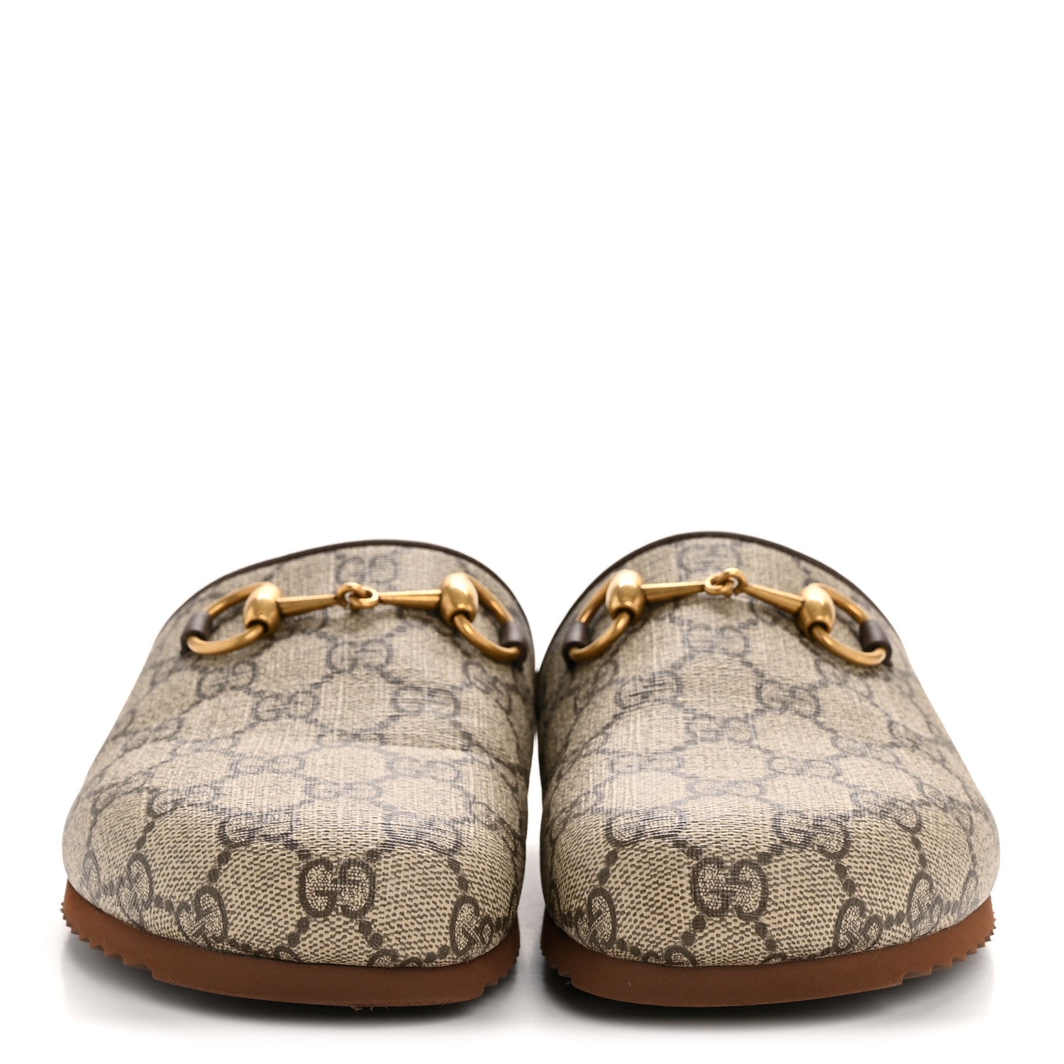 Gucci GG Supreme Monogram Miro Soft Calfskin Womens Horsebit Slippers 36 Beige Ebony New Acero 3 of 11