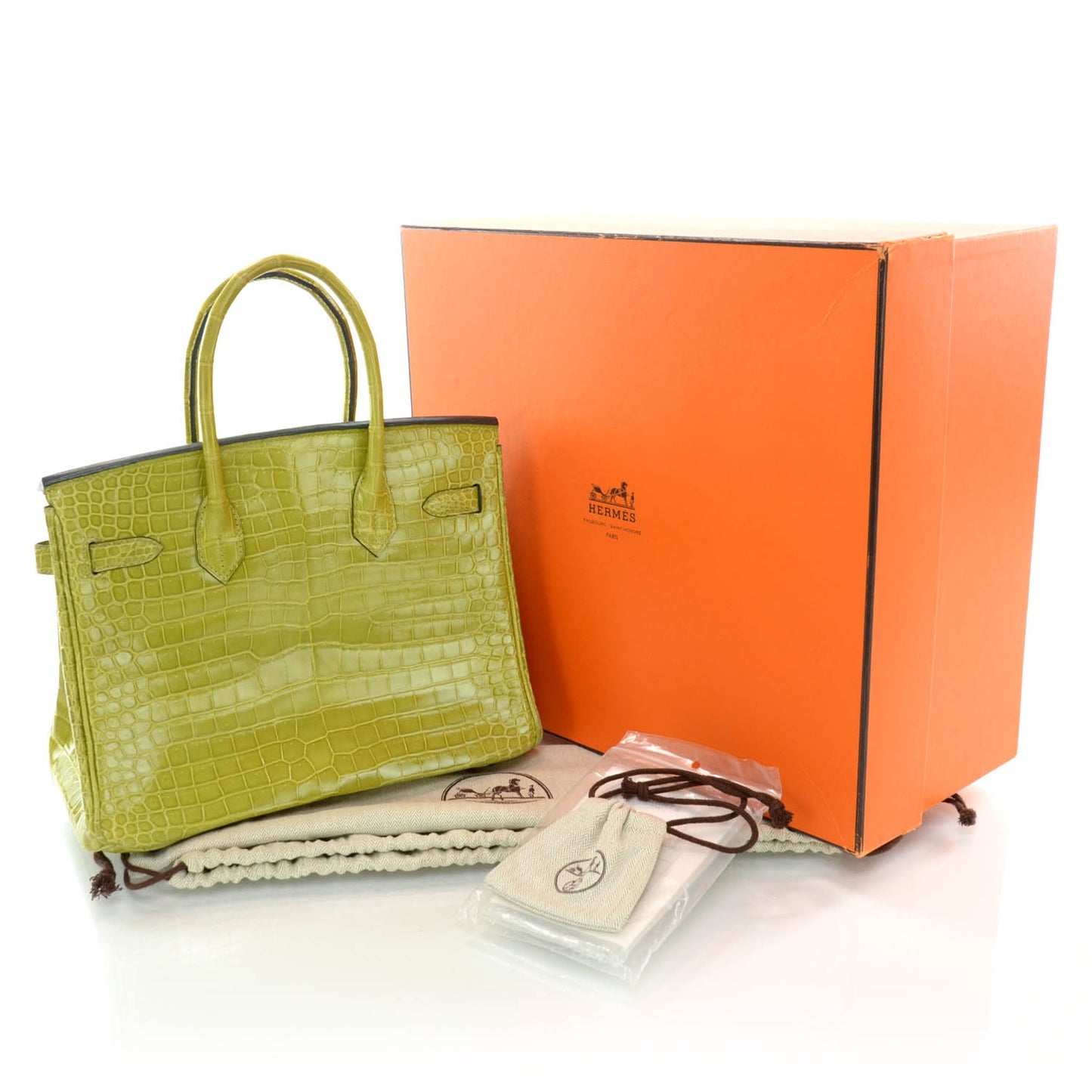 Porosus Crocodile Birkin 30 Vert Anis