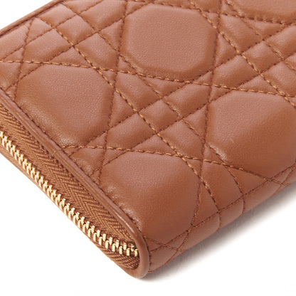 Christian Dior Lambskin Cannage Lady Dior Zip Wallet Tan 6 of 8