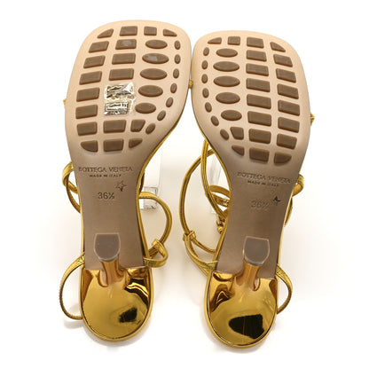 Bottega Veneta Laminated Calfskin The Line 90mm Sandals 36.5 Gold 6 of 9