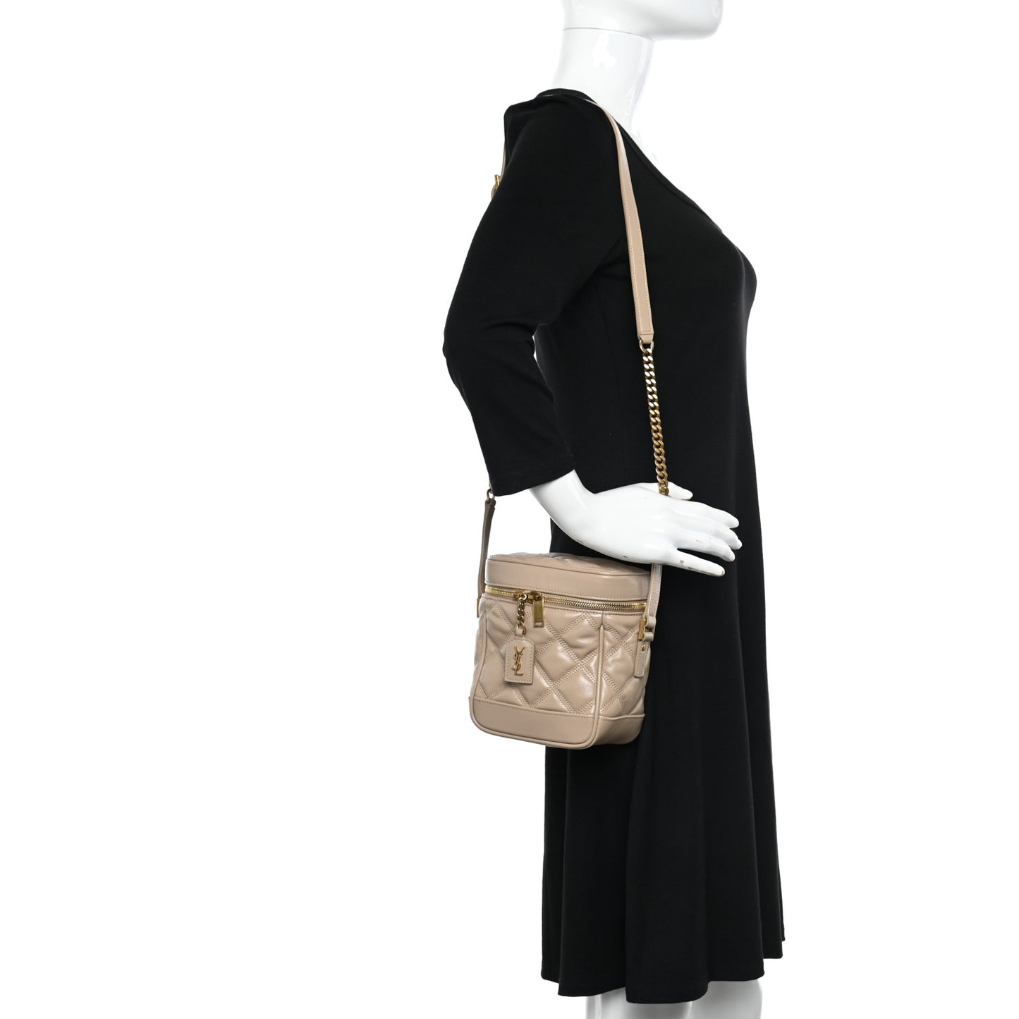 Grain de Poudre Quilted 80's Vanity Bag Dark Beige