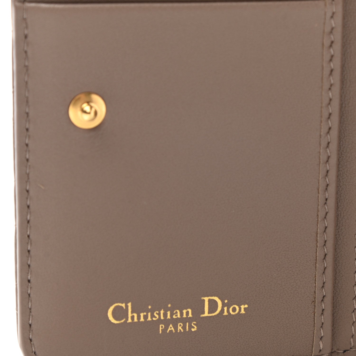 Christian Dior Grained Calfskin Supple Cannage Caro Scarlet Zipped Wallet Taupe 7 of 9