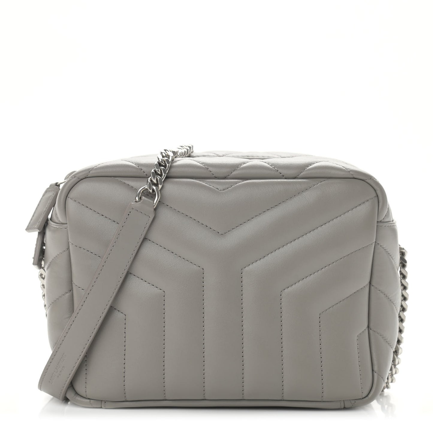 Calfskin Y Quilted Monogram Small Loulou Bowling Bag Light Gray