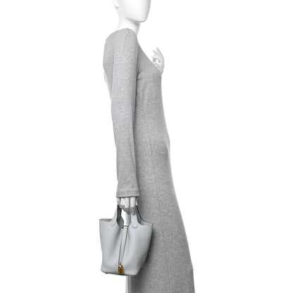 Hermes Taurillon Clemence Picotin Lock 18 PM Bleu Pale 2 of 12