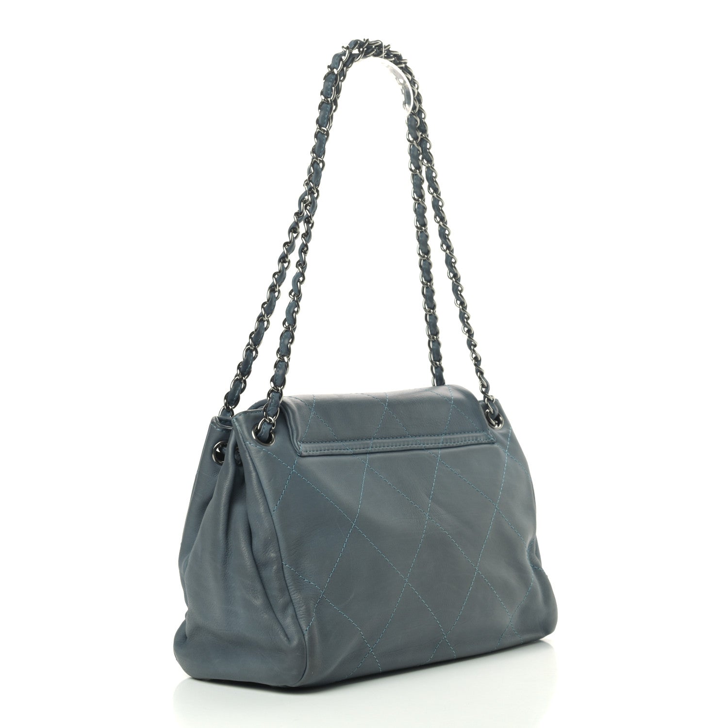 Chanel Washed Calfskin Quilted Hamptons Flap Bag Blue 3 of 13