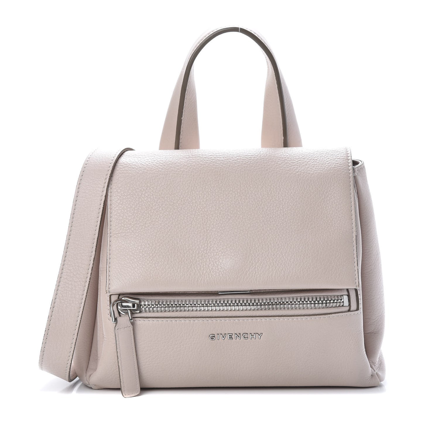 Waxy Grained Calfskin Small Pandora Pure Flap Bag Nude Pink