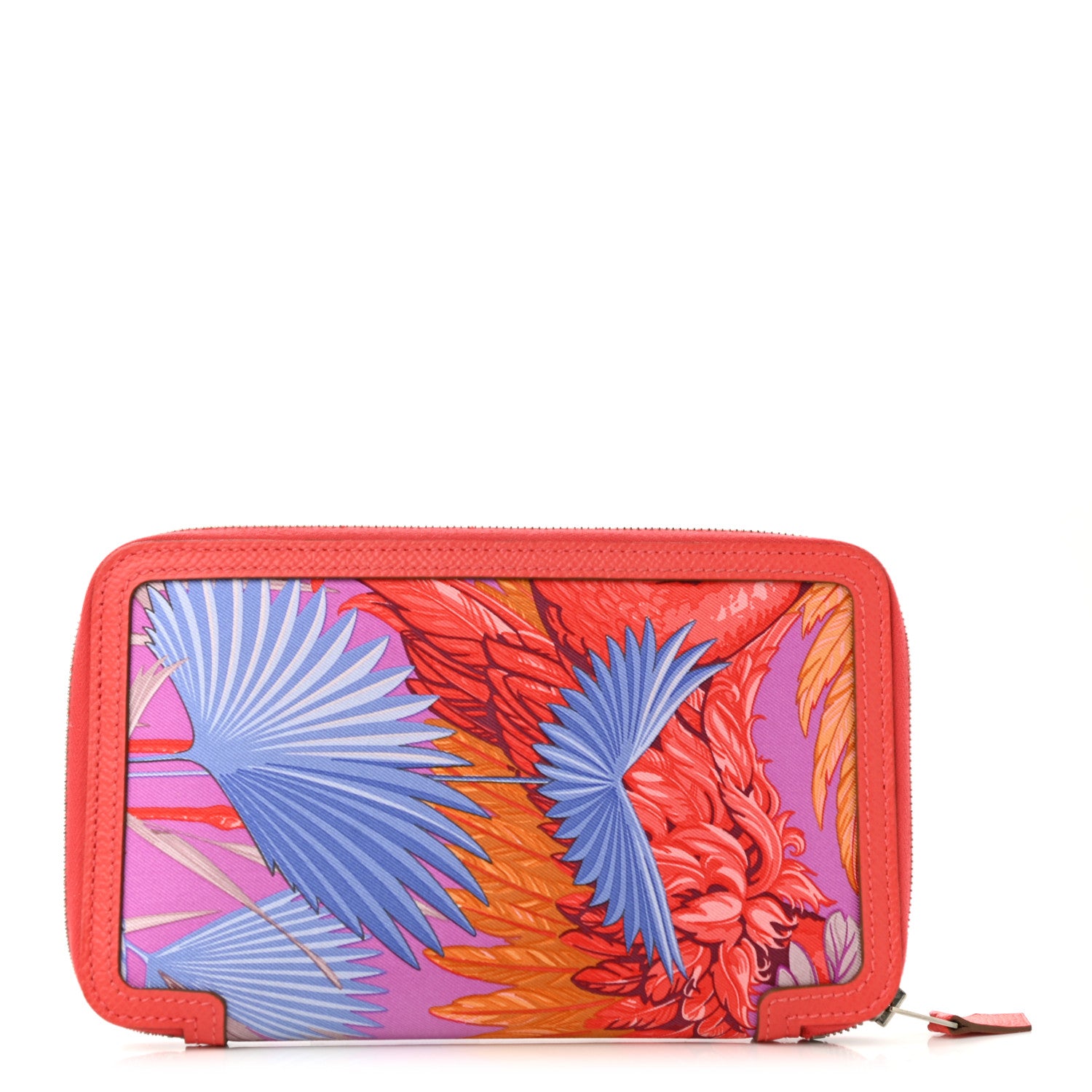 Hermes Epsom Printed Silk Flamingo Party Soie-Cool Wallet Rose Jaipur 3 of 9