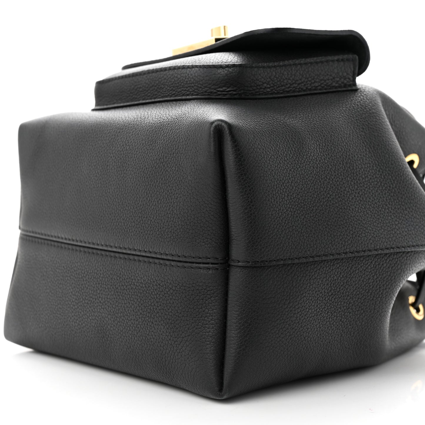Calfskin Lockme Bucket MM Black