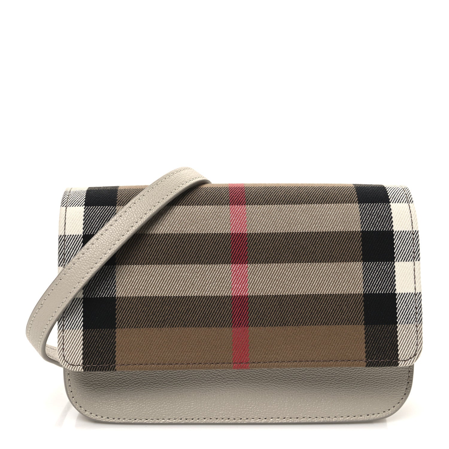 Burberry Grained Calfskin House Check Small Madison Shoulder Bag Limestone 1 of 11