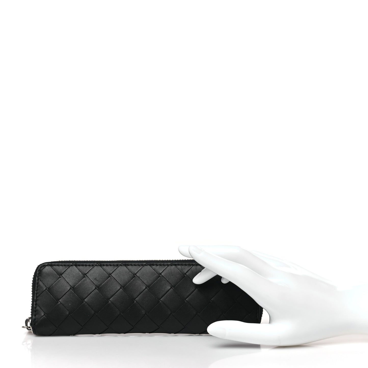 Nappa Intrecciato Long Zip Pouch Black