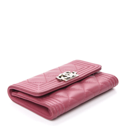 Chanel Lambskin Quilted Boy Card Holder Wallet Pink 4 of 8