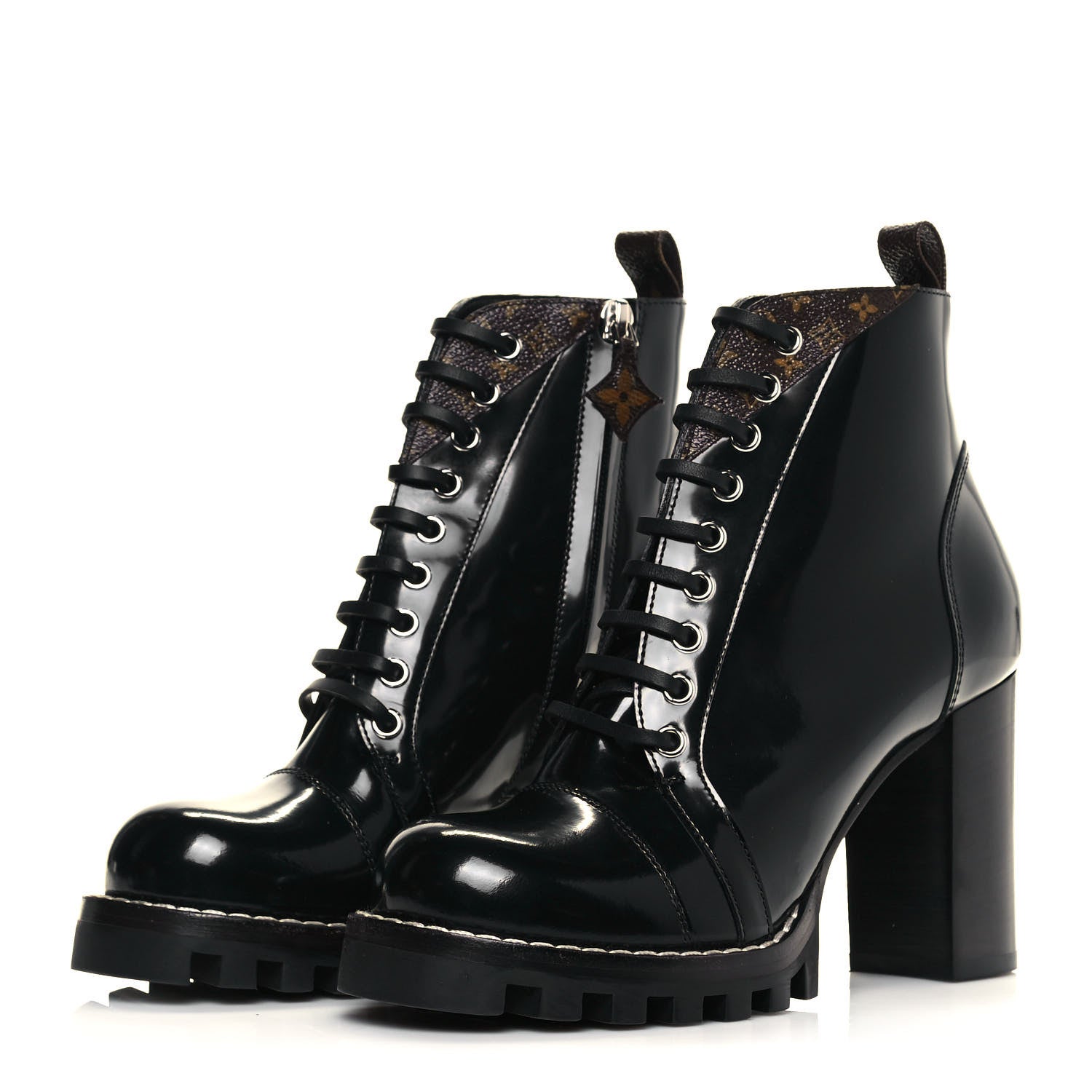 Louis Vuitton Patent Calfskin Monogram Star Trail Ankle Boots 38 Black 3 of 10