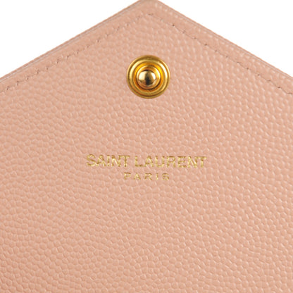 Saint Laurent Grain De Poudre Matelasse Chevron Monogram Wallet Pale Blush 6 of 8
