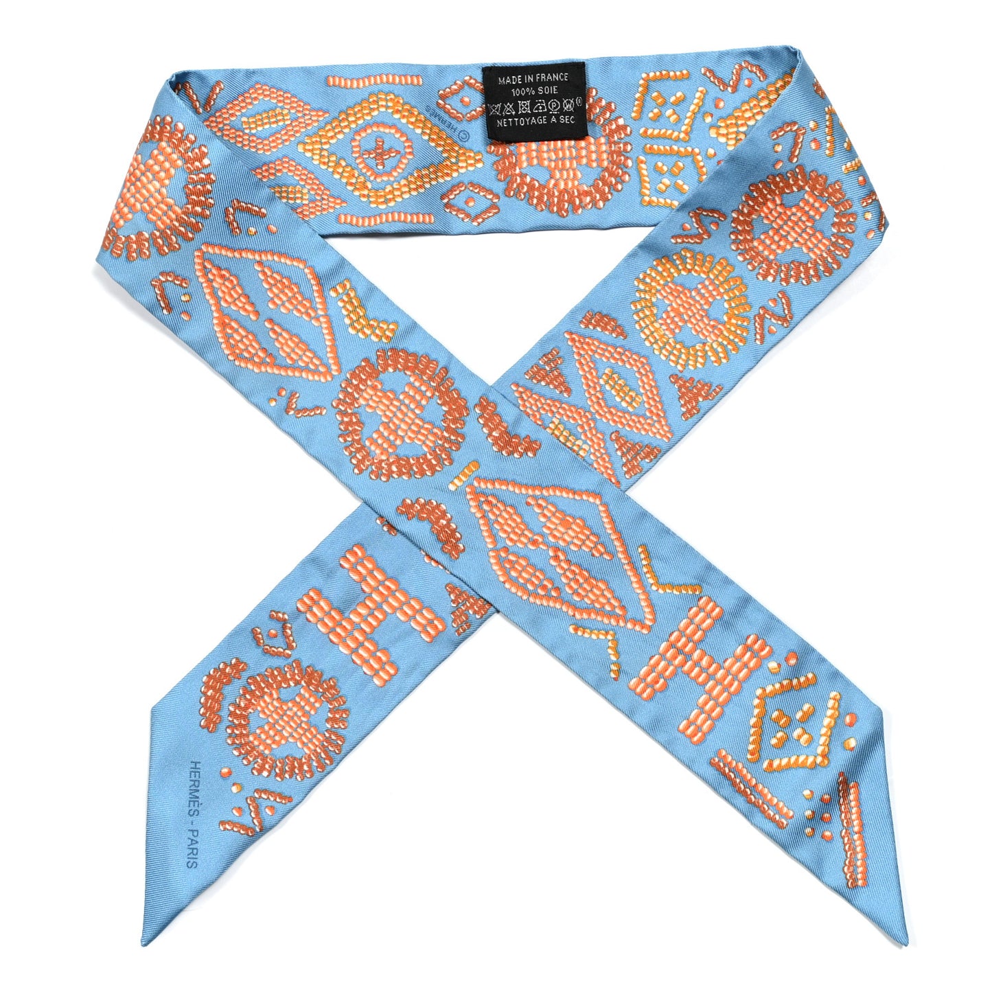 Silk Kelly En Perles Twilly Bleu Azur Orange