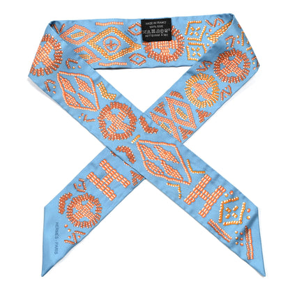 Hermes Silk Kelly En Perles Twilly Bleu Azur Orange 1 of 5