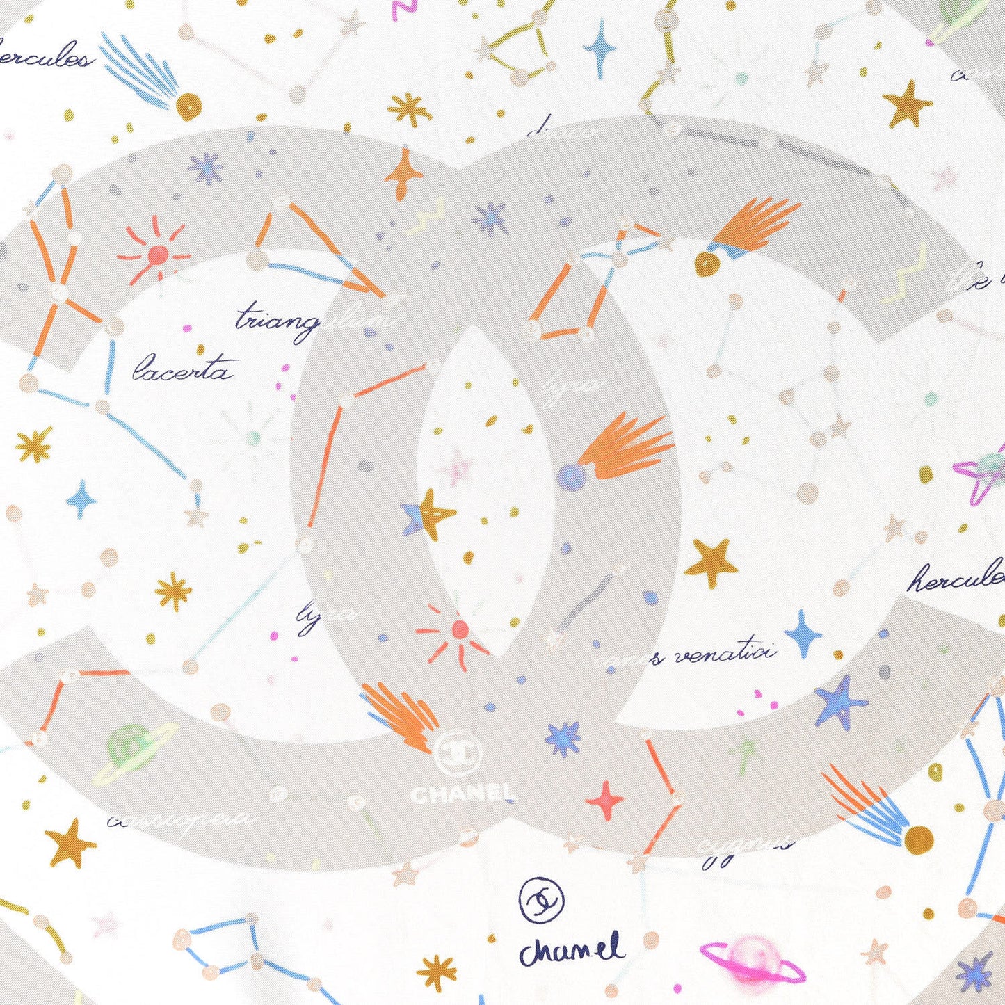 Silk Constellations CC Square Scarf Beige Multicolor