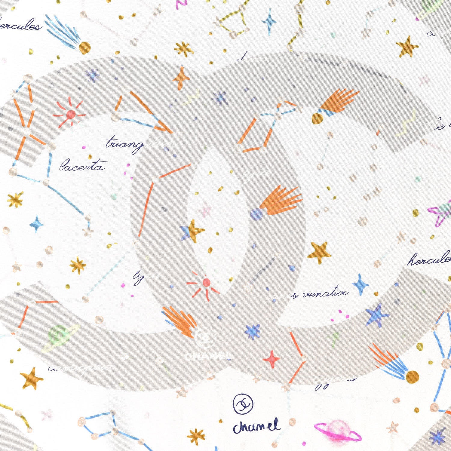 Chanel Silk Constellations CC Square Scarf Beige Multicolor 3 of 5