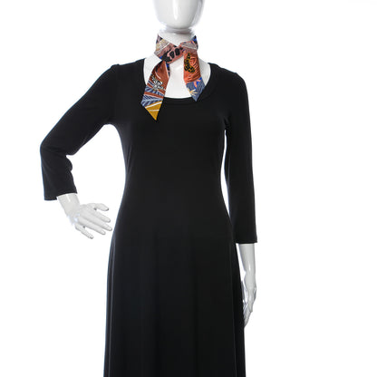 Hermes Silk Jaguar Quetzal Twilly Bleu Roy Brun Saum 2 of 4