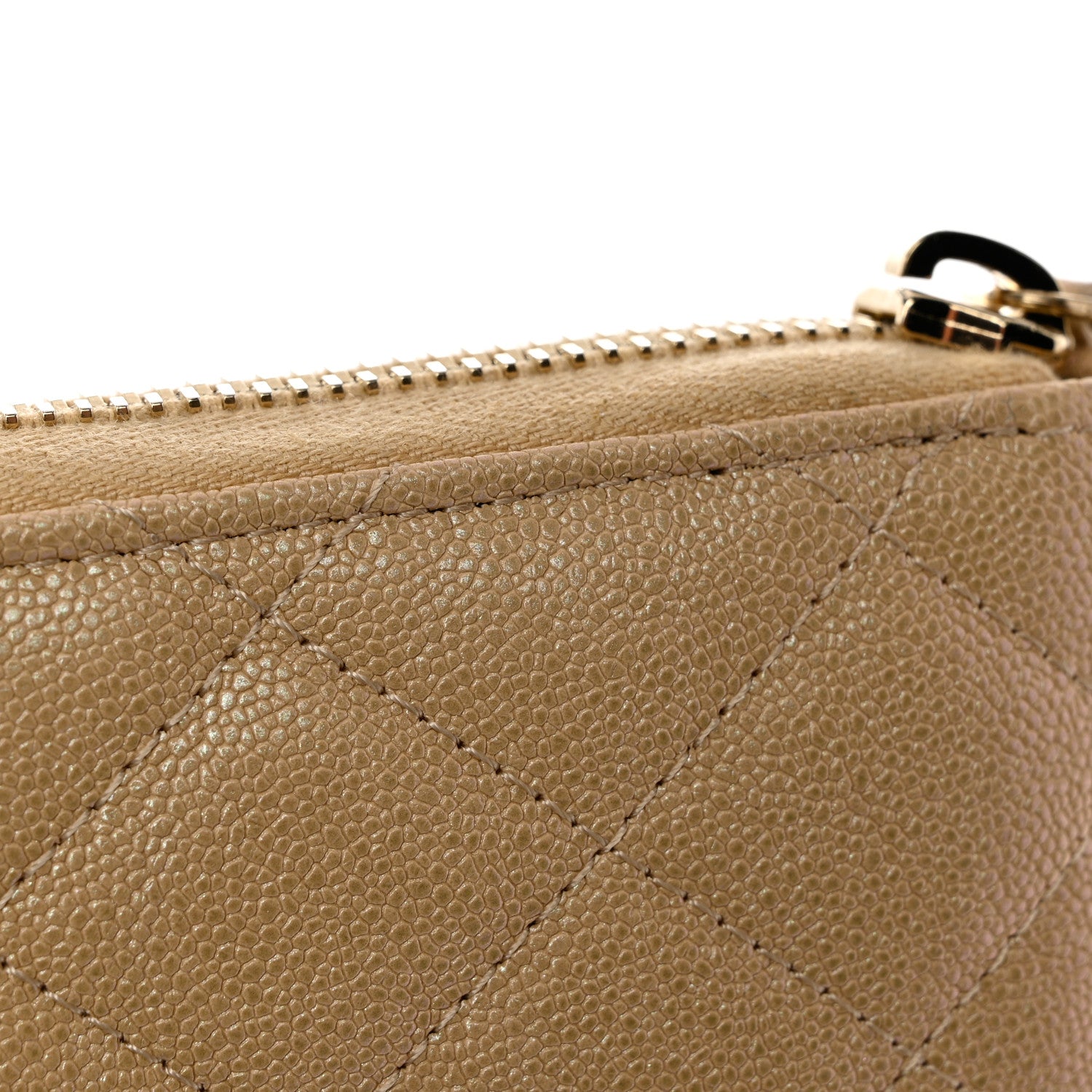 Chanel Iridescent Caviar Quilted Large Zip Around Organizer Wallet Beige 8 of 9