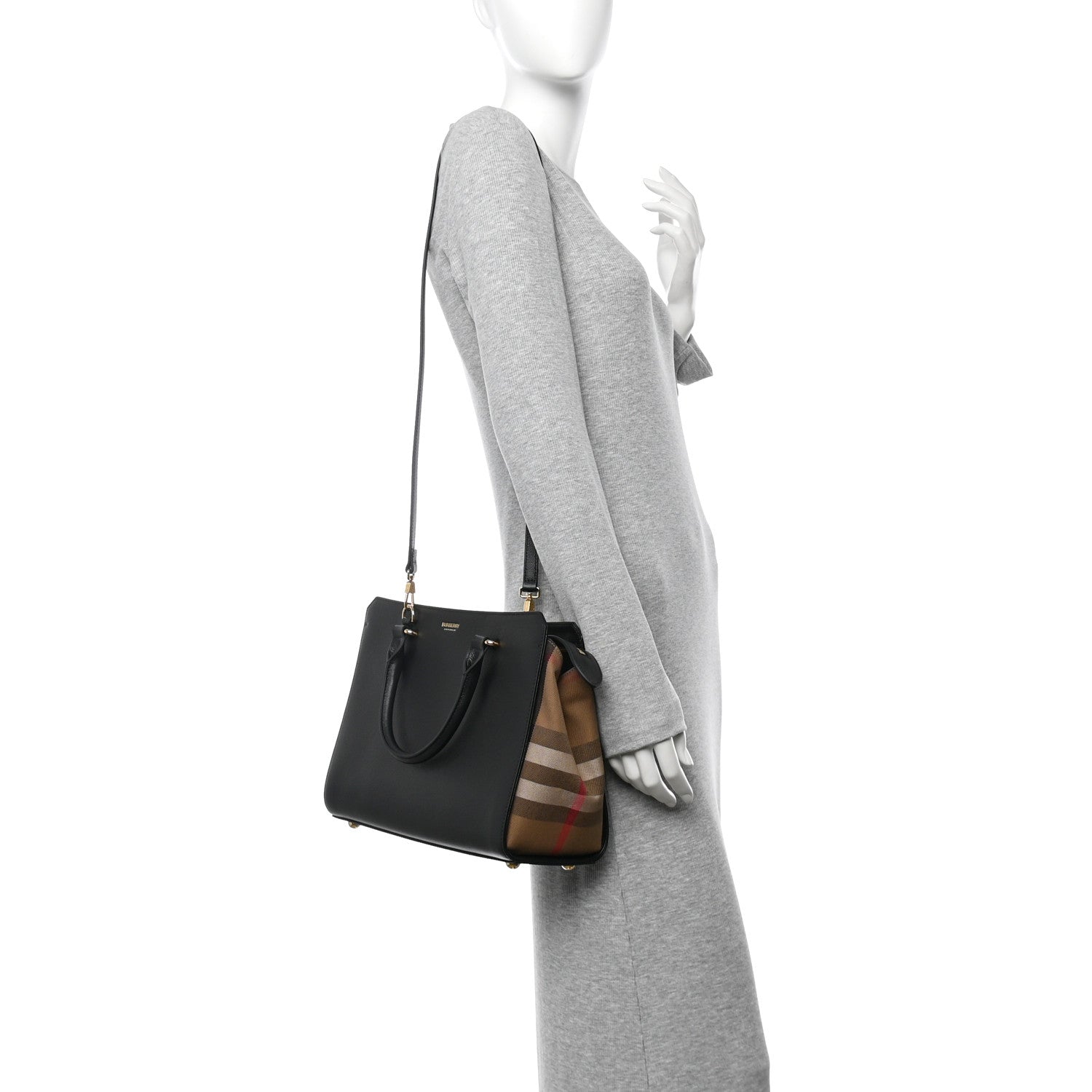 Burberry Calfskin Mega Check Small Banwell Tote Dark 2 of 9