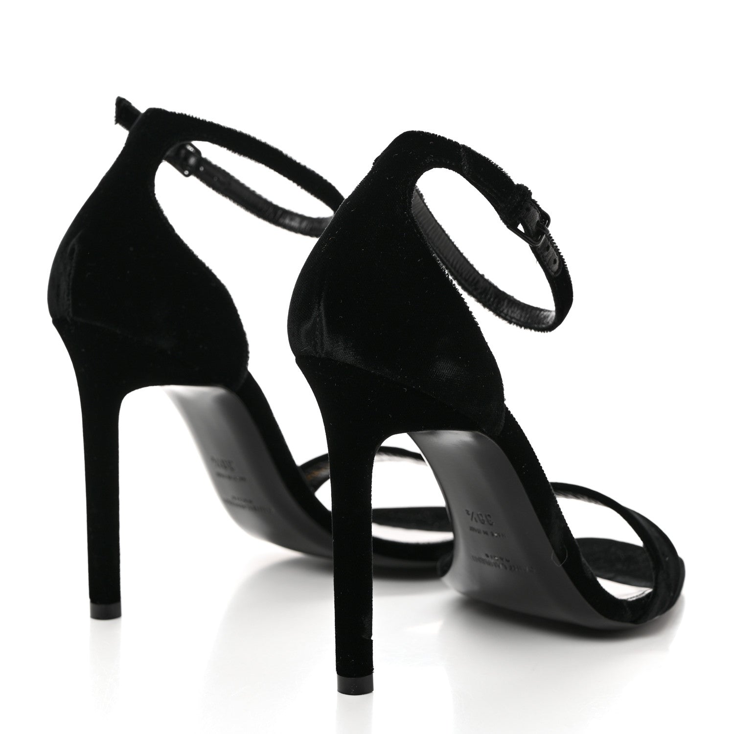 Saint Laurent Velvet Amber 105 Ankle Strap Sandals 38.5 Black 4 of 9