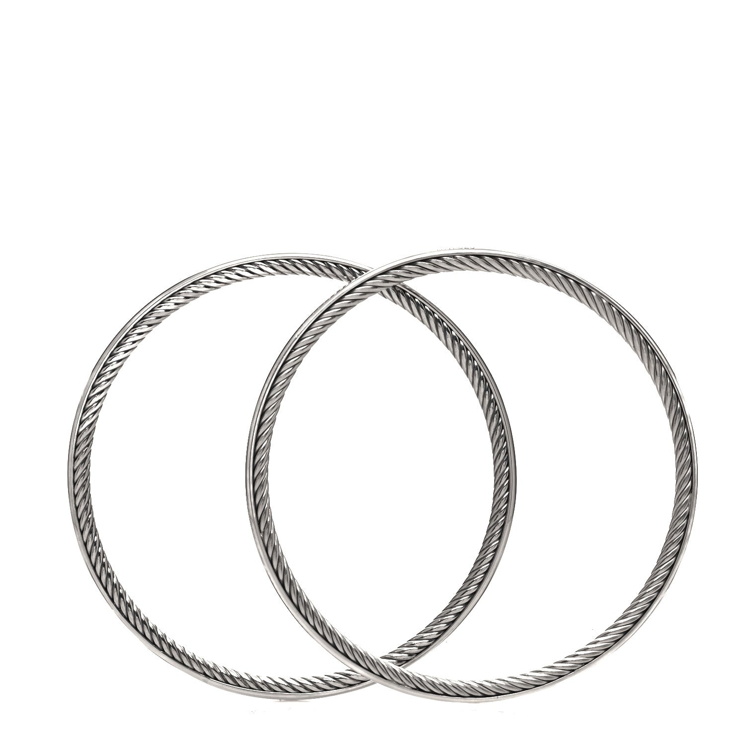 David Yurman Sterling Silver Cable Classics Bangle Bracelet Set of 2 3 of 4