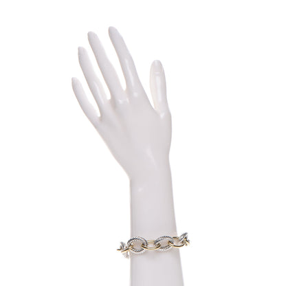 David Yurman Sterling Silver 18K Yellow Gold 17mm Extra Large Oval Link Bracelet 2 of 5
