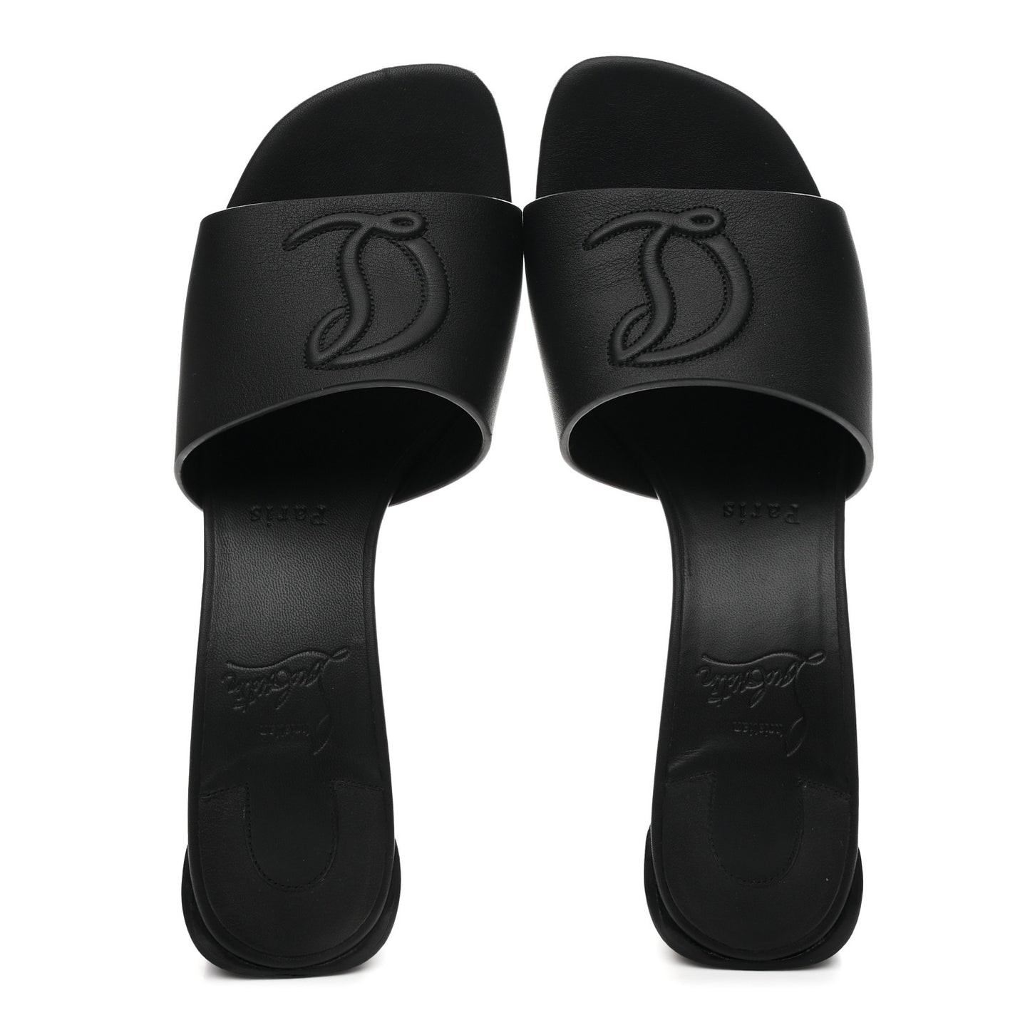 Calfskin Logo Embossed So CL 55 Mule 37.5 Black