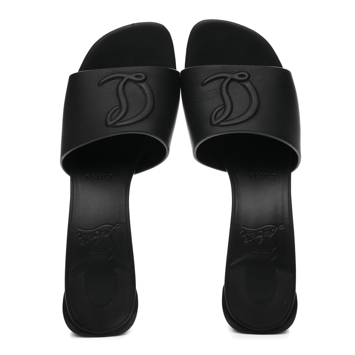 Christian Louboutin Calfskin Logo Embossed So CL 55 Mule 37.5 Black 2 of 10