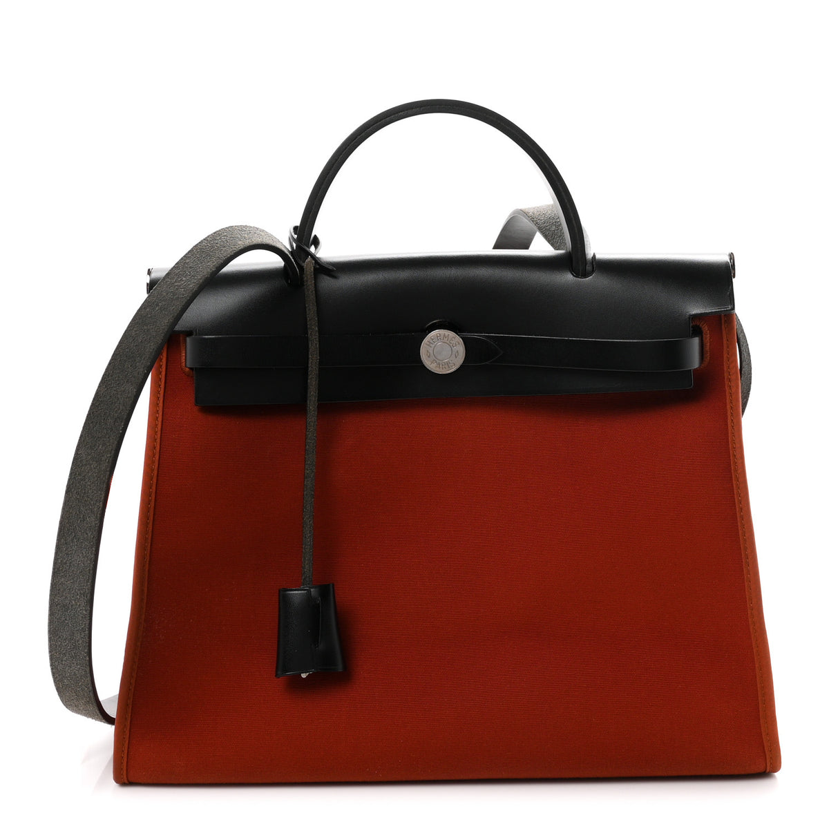 Hermes Toile Officier Vache Hunter Herbag Zip 31 PM Rouge H Black 1 of 12