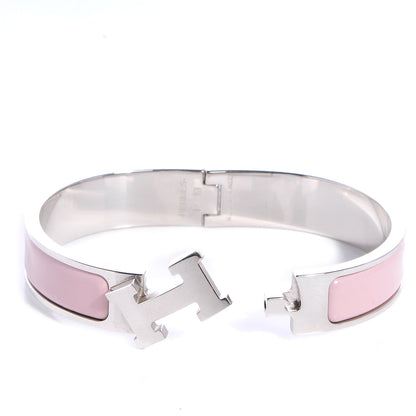 Hermes Narrow Enamel Clic Clac H Bracelet PM Rose Poudre 4 of 6