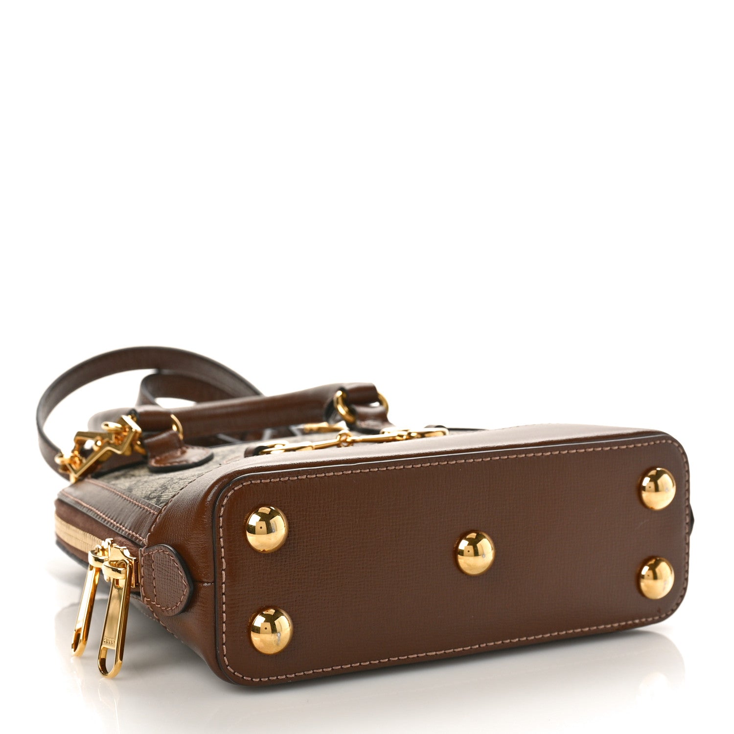 Gucci GG Supreme Monogram Azalea Calfskin Mini Horsebit 1955 Top Handle Bag Beige Ebony Brown Sugar 4 of 9